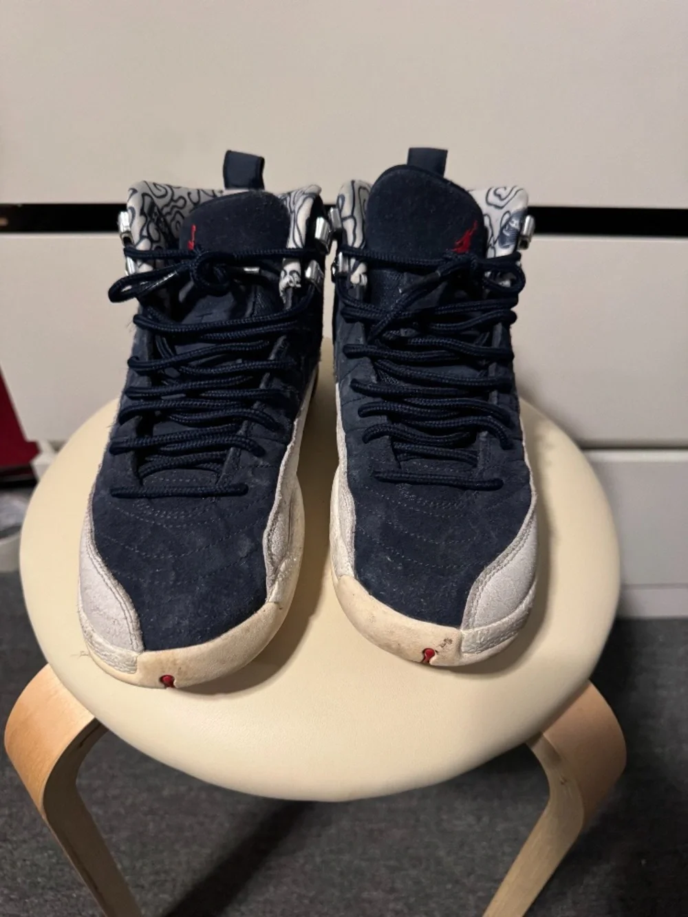 Jordan Navy, Gray and White High-Top Sneakers